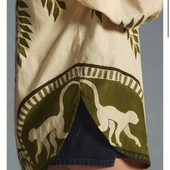 Eugenia Fernández Anthropologie Top Women Medium Safari Rahid Shirt Linen monkey - Picture 3 of 14